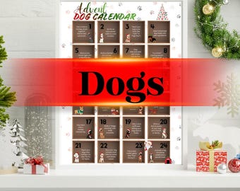 Printable Advent Calendar (Dogs) - Instant PDF digital download