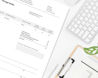 Construction Industry Change Order Form - Word file digital download