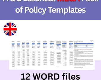 Health & Safety Essentials MEGA Pack of Policy Templates | Word Documents | Instant downloads