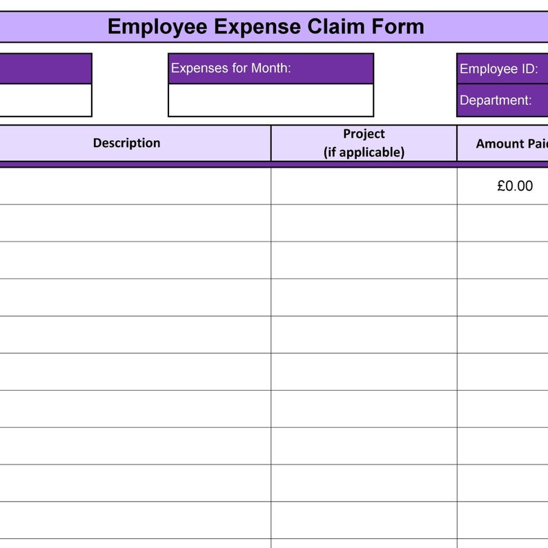 EXCEL Mitarbeiter Spesenabrechnungsformular herunterladen Bild 1