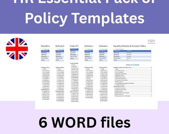 HR Essentials Pack of Policy Templates | Word Documents | Instant downloads