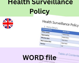 Health Surveillance Policy Template | Word Document | Instant download