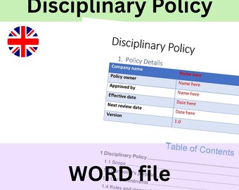 Disciplinary Policy Template | Word Document | Instant download