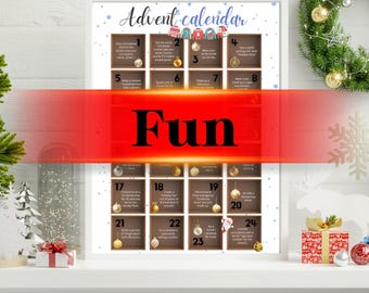Printable Advent Calendar (Fun) - Instant PDF digital download