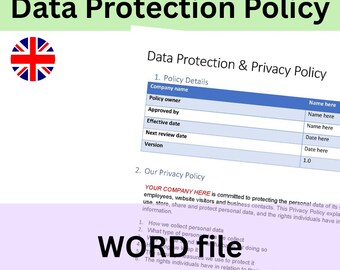 Data Protection & Privacy Policy Template | Word Document | Instant download