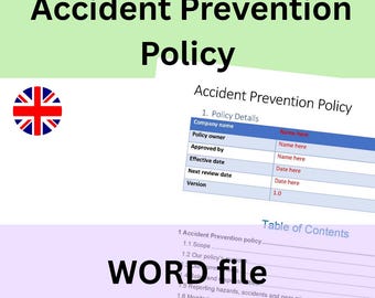 Accident Prevention Policy Template | Word Document | Instant download