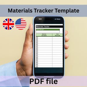 Materials Tracker UK & US - PDF file instant digital download