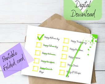 Happy Mother's Day Card Printable Mother's Day Card 5x7 PDF, JPG ZIP