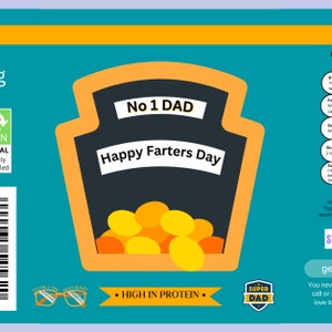 Etichetta per lattina di fagioli al forno - Festa del papà - Download digitale immediato in PDF