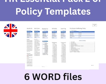 HR Essentials Pack2 of Policy Templates | Word Documents | Instant downloads