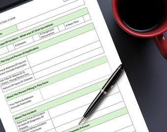 Accident Incident Form - Word file digital download