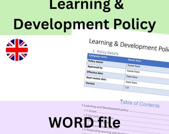 Learning & Development Policy Template | Word Document | Instant download