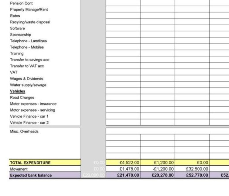 Cash Flow Forecast for small to medium business - EXCEL digital download image 3