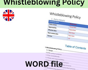 Whistleblowing Policy Template | Word Document | Instant download