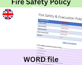 Fire Safety Policy Template | Word Document | Instant download