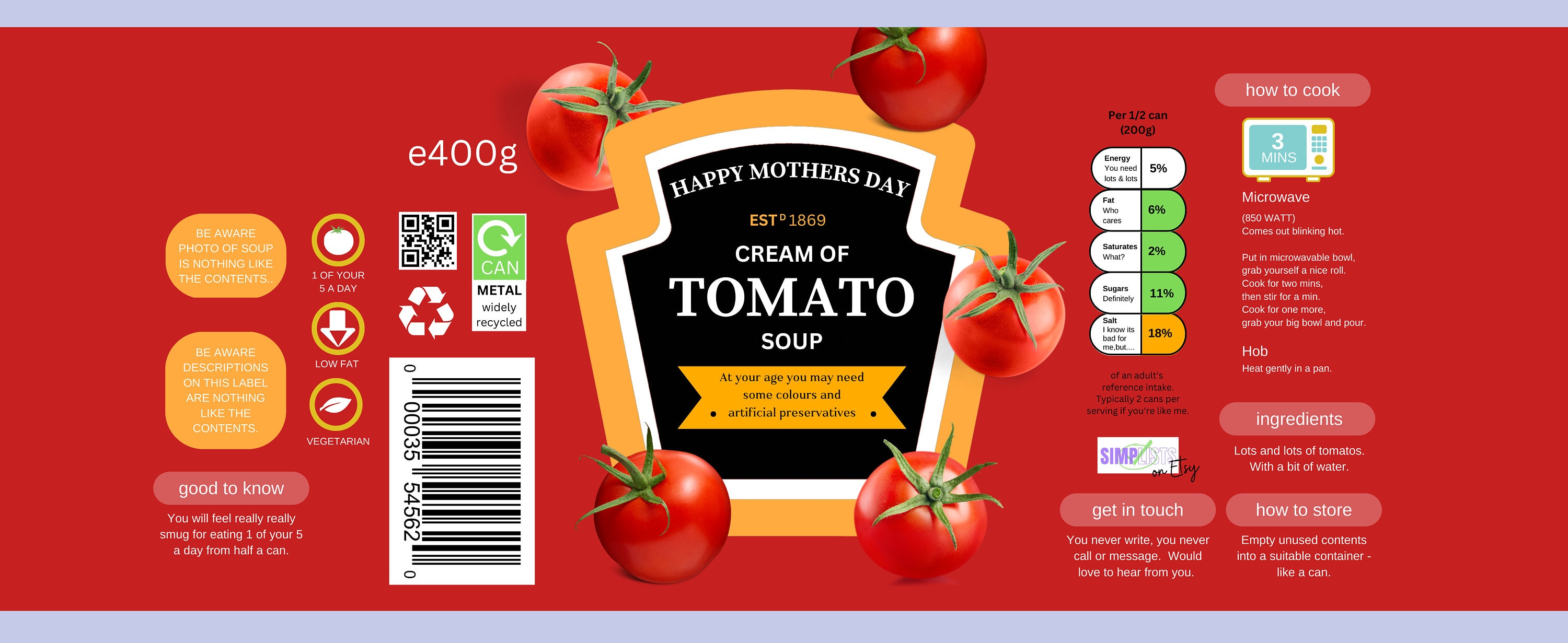 tomato soup can label - mothers day - pdf instant digital download