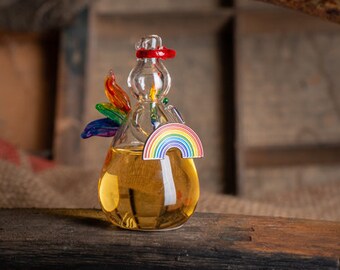 Angels' Share Glass® RAINBOW GLASS ANGEL filled with Scotch Whisky - Angel Ornament handcrafted in Scotland - Pride Gift from Scotland