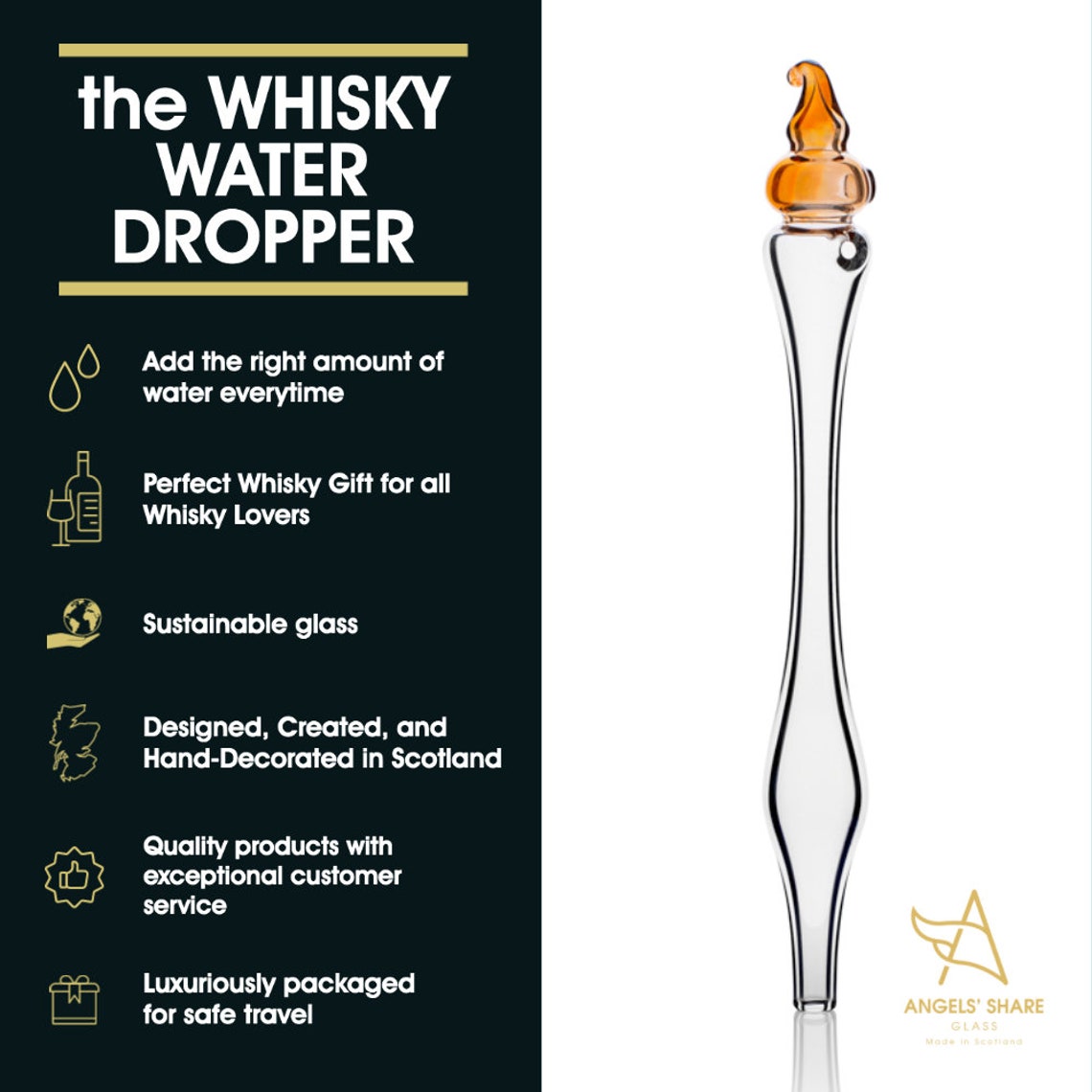 Glass WHISKY WATER DROPPER Pipette for Scotch Handmade in Etsy