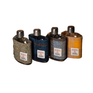 GLASS HIP FLASK , Whisky Hip flask with Leather or Harris Tweed Wrap, Whisky Gift image 4