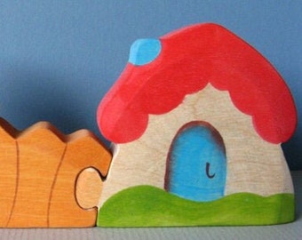 On sale! Summer Cottage, wooden Waldorf puzzle toy, wholesome play