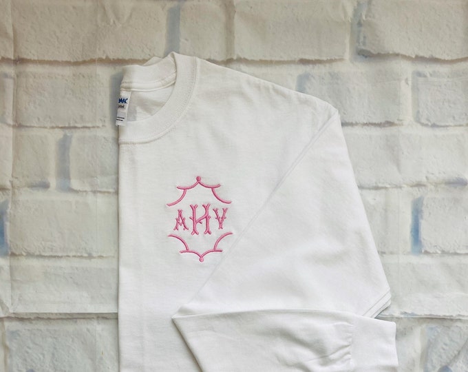Long Sleeve Monogram Tee - Etsy