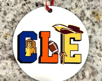 Cleveland Sports Ornament, Ohio Baseball Football Fan Gift