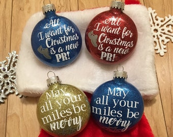 Running or Walking Marathon Hand-Painted Personalized Christmas Ornament
