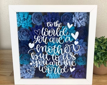 Paper Flower Shadowbox, Mother's Day Gift, Personalized Grandma Gift
