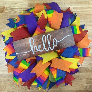Summer Mesh Wreath, Brightly Colored Rainbow Wreath, Rainbow Pride Wreath, Pride Month Door Decor, Pride Mesh Wreath