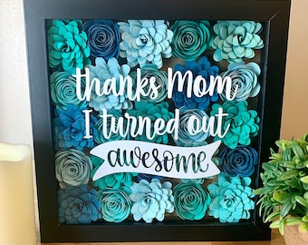 Paper Flower Shadow Box, Funny Mother's Day Gift, Promoted to Grandma