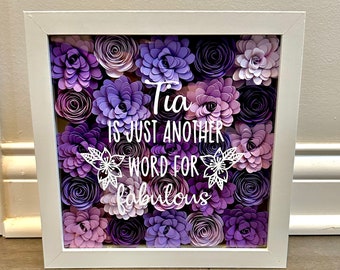 Personalized Paper Flower Shadow Box Gift, Mother's Day Abuela Present