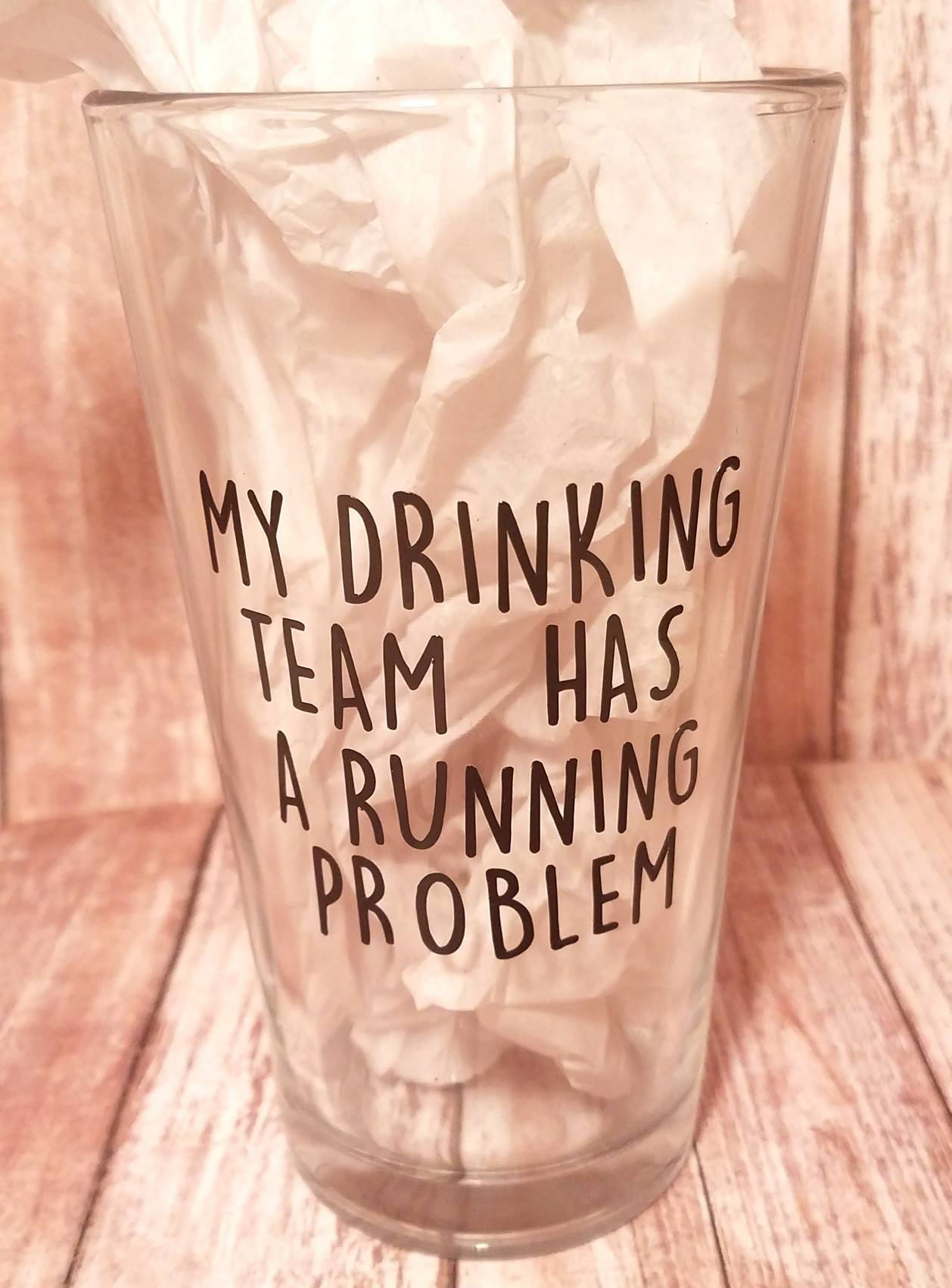 Runner Pint Glass Runner Beer Glass My Drinking Team Has a Etsy