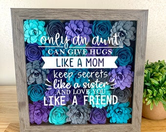 Paper Flower Shadow Box, Aunt Gift, Mother's Day Decor