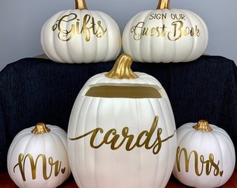 Fall Wedding Pumpkin Set, Card Box, Guest Book, Gifts, Mr. & Mrs. Decor