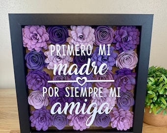 Spanish Mother's Day Abuela Shadow Box, Paper Flower Gift
