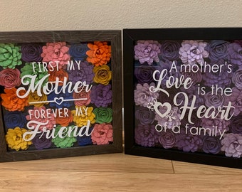 Paper Flower Shadow Box, Mother's Day Gift, Grandma Gift