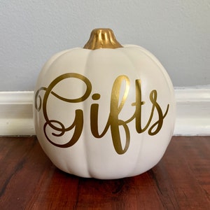 Wedding Gifts Sign, Fall Wedding Pumpkins, Pumpkin Wedding Card Box, Fall Pumpkin Wedding Decoration, Gold Wedding Decor, Wedding Card Box