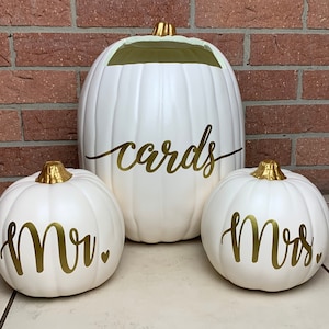 Fall Wedding Pumpkin Set, Pumpkin Wedding Card Box, Fall Pumpkin Wedding Decoration, Gold Wedding Decor, Wedding Card Box