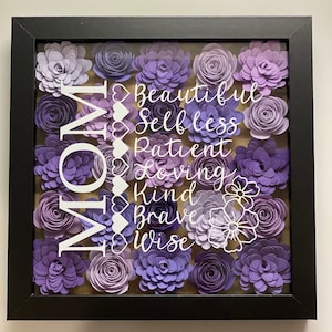 Mother's Day Gift, Mother's Day Shadow Box, Grandma Gift, Paper Flowers ...