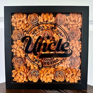 Uncle Fathers Day Gift, The Myth, Gift from Kids, Dads Day, Shadowbox, The Legend, Paper Flower, Frame, Stepdad, Grandpa, Uncle, The Man