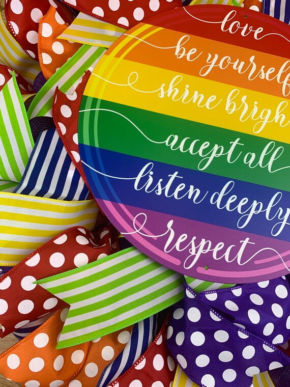 LGBTQ Rainbow Metal Sign, Gay Pride Decor (12