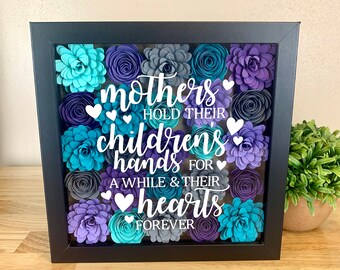 Paper Flower Shadow Box, Sentimental Grandma Gift