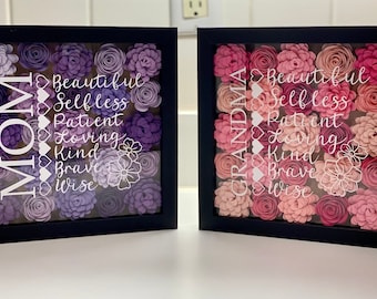Paper Flower Shadow Box, Mother's Day Grandma Gift