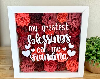 Grandma Paper Flower Shadow Box, Mother's Day Gift