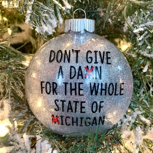 Don’t give a damn Michigan ornament, State of Ohio Christmas Ornament, O-H-I-O ornament, funny Ohio gift