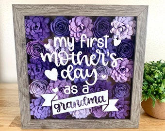 Paper Flower Shadow Box, Grandma Mother's Day Gift