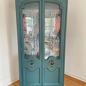 SOLD! | Modern Arched Display Cabinet | Nursery Furniture | Bar, Wine, China Cabinet | Furniture Flip | Refurbished Armoire Wardrobe