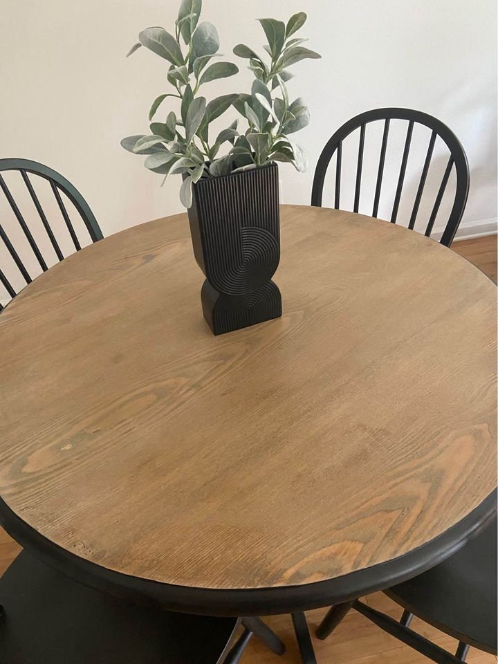 SOLD! | Organic Modern Dining Set | Modern Round Kitchen Table & Chairs ...