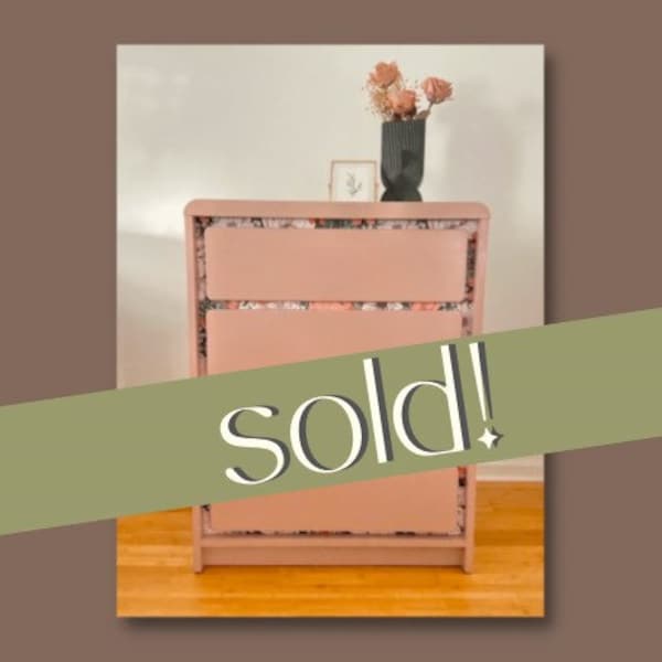 SOLD! | Retro Dresser | Feminine Furniture | Floral and Pink | Bohemian Nursery Furniture | Accent Armoire | Eclectic Decor