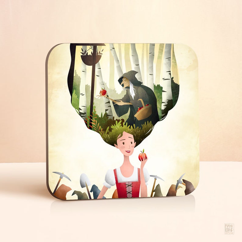 Princess Coaster Snow White Coaster Gift for Her Drink Coasters Wood Coasters Gift for kids Fairy Tale Coaster Teen Girl Gift